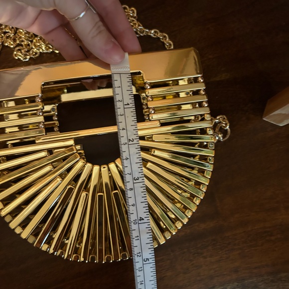 Cult Gaia Metallic Gaia's Ark Top Handle Clutch Nano Acrylic Crossbody Bag Gold - Picture 9 of 11